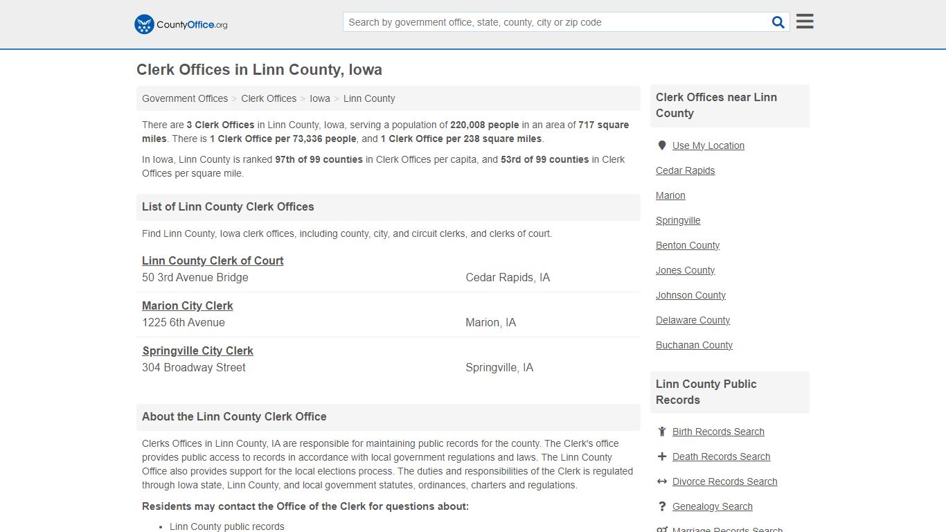 Clerk Offices - Linn County, IA (County & Court Records)